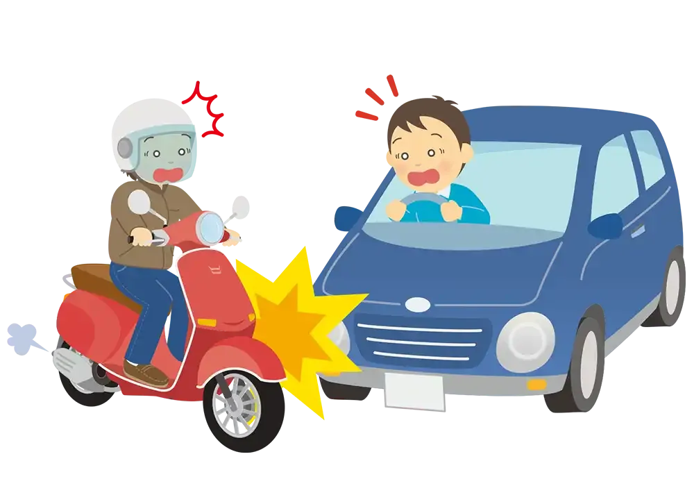 バイクに乗っていて車と接触した